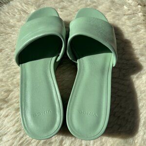 Vince Mint Green Leather Mules
